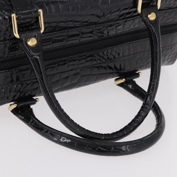 CELINE Handtasche Lackleder Schwarz Gold Auth 183482