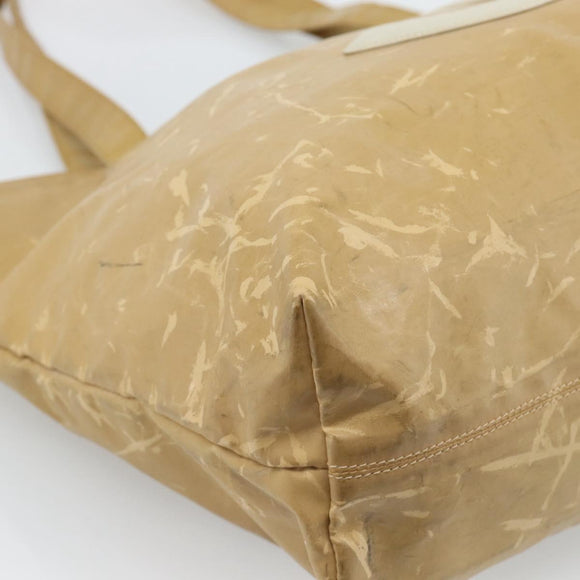 CHANEL Tote Bag Patent leather Beige CC Auth 183485