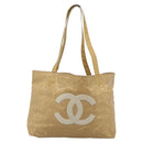 CHANEL Tote Bag Patent leather Beige CC Auth 183485-13