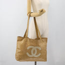 CHANEL Tote Bag Patent leather Beige CC Auth 183485-20