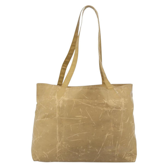 CHANEL Tote Bag Patent leather Beige CC Auth 183485