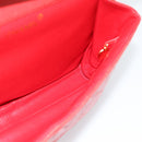 CHANEL Matelasse Double Face Chain Bag Lamb Skin Red Gold CC Auth 183486V-17
