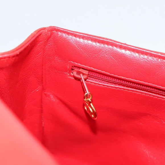 CHANEL Matelasse Double Face Chain Bag Lamb Skin Red Gold CC Auth 183486V