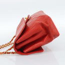 CHANEL Matelasse Double Face Chain Bag Lamb Skin Red Gold CC Auth 183486V-4