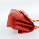 CHANEL Matelasse Double Face Chain Bag Lamb Skin Red Gold CC Auth 183486V-5