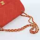 CHANEL Matelasse Double Face Chain Bag Lamb Skin Red Gold CC Auth 183486V-7