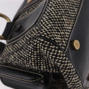 CELINE Hand Bag Canvas Leather Black Gold Auth 183488A-9