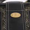 CELINE Hand Bag Canvas Leather Black Gold Auth 183488A-18