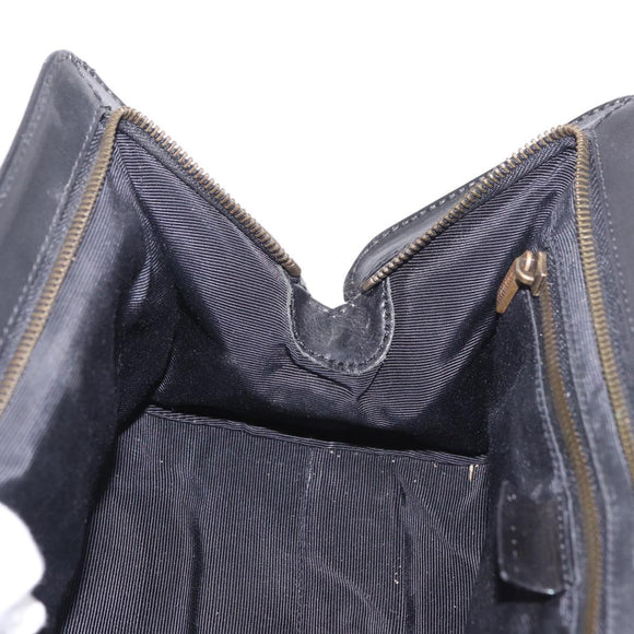 CELINE Hand Bag Canvas Leather Black Gold Auth 183488A