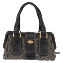 CELINE Hand Bag Canvas Leather Black Gold Auth 183488A-2
