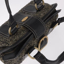 CELINE Hand Bag Canvas Leather Black Gold Auth 183488A-6