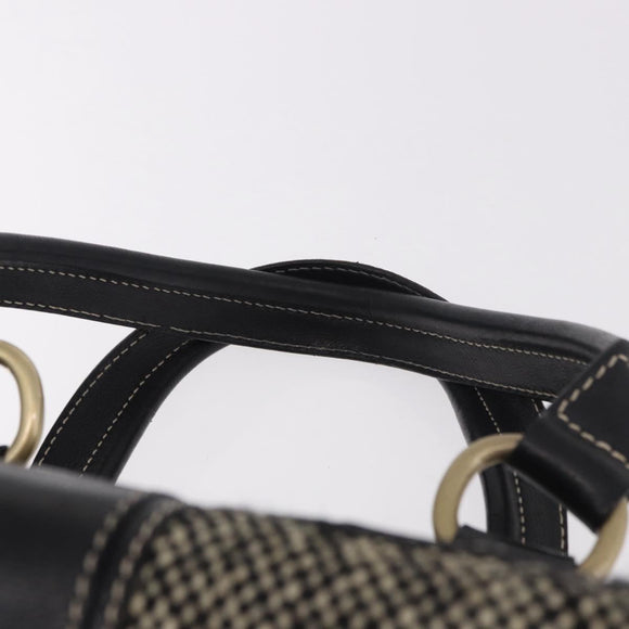 CELINE Hand Bag Canvas Leather Black Gold Auth 183488A