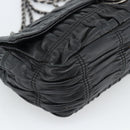 PRADA Chain Shoulder Bag Leather Black Silver Auth 183490-16