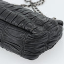 PRADA Chain Shoulder Bag Leather Black Silver Auth 183490-17