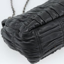 PRADA Chain Shoulder Bag Leather Black Silver Auth 183490-18