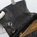 PRADA Chain Shoulder Bag Leather Black Silver Auth 183490-9
