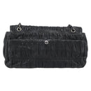 PRADA Chain Shoulder Bag Leather Black Silver Auth 183490-2