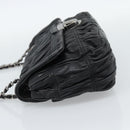 PRADA Chain Shoulder Bag Leather Black Silver Auth 183490-3