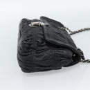 PRADA Chain Shoulder Bag Leather Black Silver Auth 183490-4