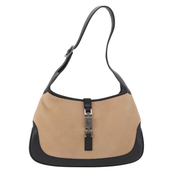 GUCCI Jackie Shoulder Bag Cotton Beige Silver 001 3735 Auth 183492V