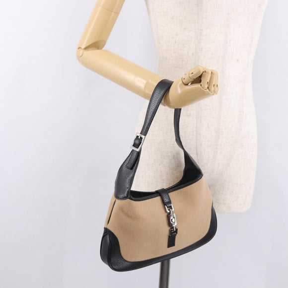 GUCCI Jackie Shoulder Bag Cotton Beige Silver 001 3735 Auth 183492V