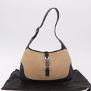 GUCCI Jackie Shoulder Bag Cotton Beige Silver 001 3735 Auth 183492V-23