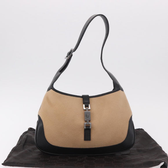 GUCCI Jackie Shoulder Bag Cotton Beige Silver 001 3735 Auth 183492V