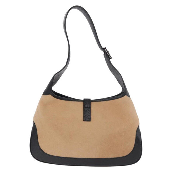 GUCCI Jackie Shoulder Bag Cotton Beige Silver 001 3735 Auth 183492V