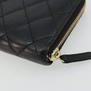 CHANEL Matelasse Lange Portemonnee Lamsleer Zwart Goud CC Auth 183495-15