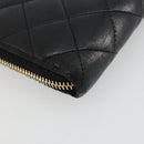 CHANEL Matelasse Lange Portemonnee Lamsleer Zwart Goud CC Auth 183495-16