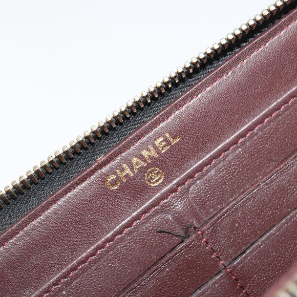 CHANEL Matelasse Lange Portemonnee Lamsleer Zwart Goud CC Auth 183495