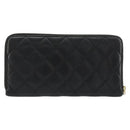 CHANEL Matelasse Lange Portemonnee Lamsleer Zwart Goud CC Auth 183495-2