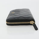 CHANEL Matelasse Lange Portemonnee Lamsleer Zwart Goud CC Auth 183495-4