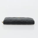 CHANEL Matelasse Lange Portemonnee Lamsleer Zwart Goud CC Auth 183495-6