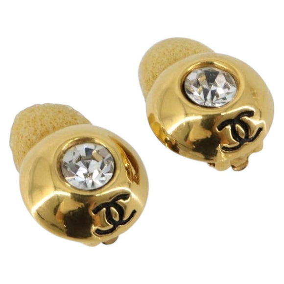 CHANEL Earring metal Gold Tone CC Auth 183504