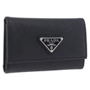 PRADA Safifano Leather Key Case Leather Black Auth 183512A-1