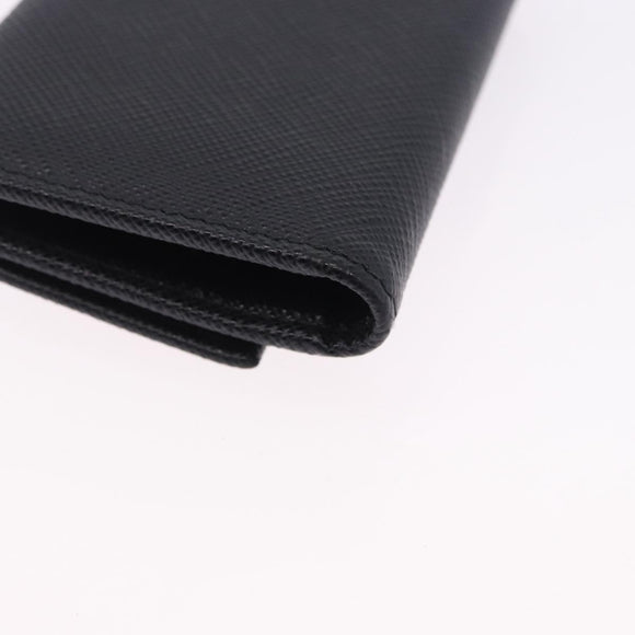 PRADA Safifano Leather Key Case Leather Black Auth 183512A