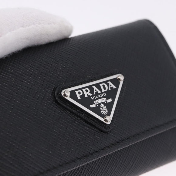 PRADA Safifano Leather Key Case Leather Black Auth 183512A