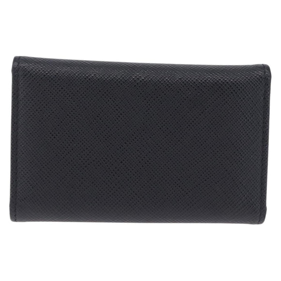 PRADA Safifano Leather Key Case Leather Black Auth 183512A