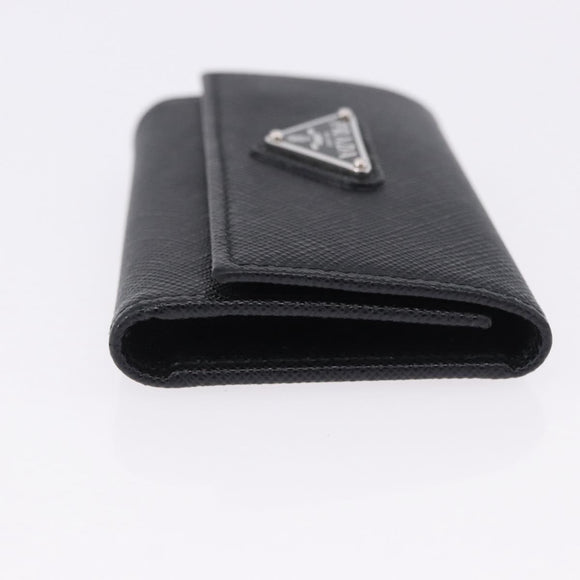 PRADA Safifano Leather Key Case Leather Black Auth 183512A