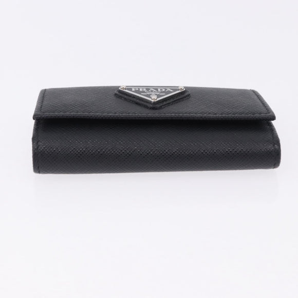 PRADA Safifano Leather Key Case Leather Black Auth 183512A
