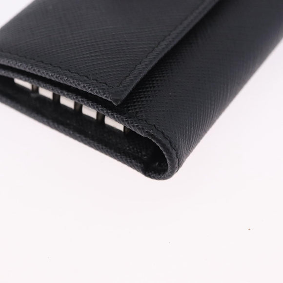 PRADA Safifano Leather Key Case Leather Black Auth 183512A