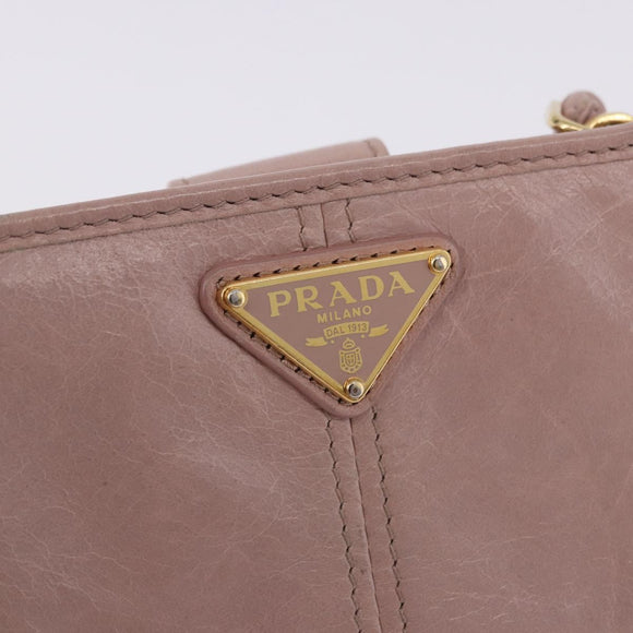 PRADA Bifold Wallet Leather Pink Auth 183515A
