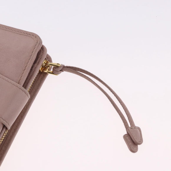 PRADA Bifold Wallet Leather Pink Auth 183515A