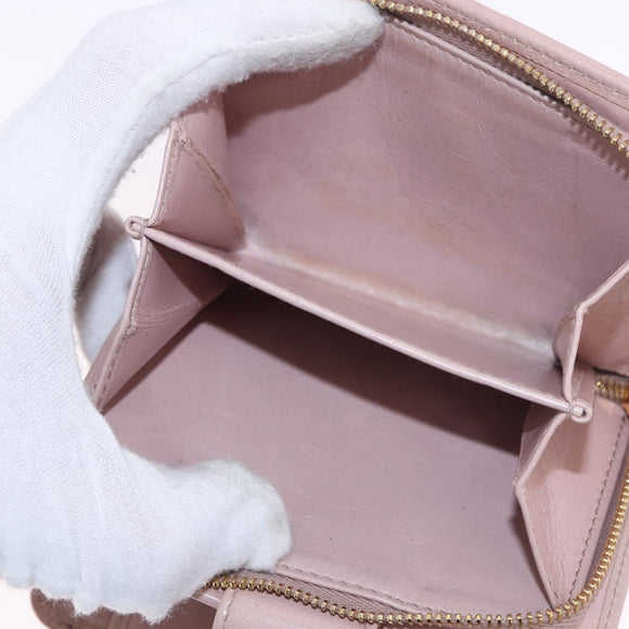 PRADA Bifold Wallet Leather Pink Auth 183515A