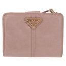 PRADA Bifold Wallet Leather Pink Auth 183515A-2