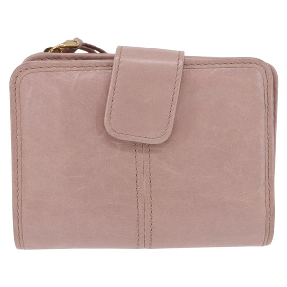 PRADA Bifold Wallet Leather Pink Auth 183515A