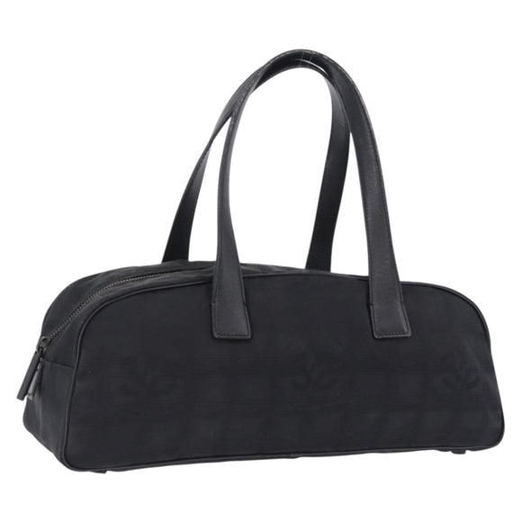 CHANEL New Travel Line Tote Bag Canvas Black CC Auth 183559