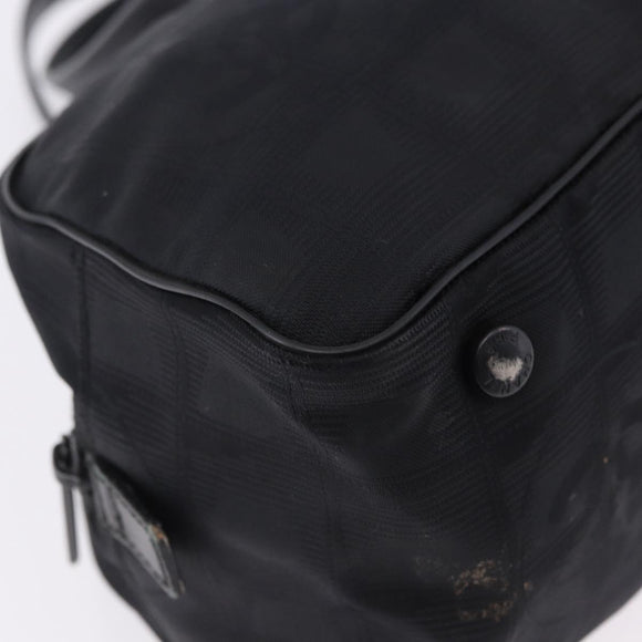 CHANEL New Travel Line Tote Bag Canvas Black CC Auth 183559