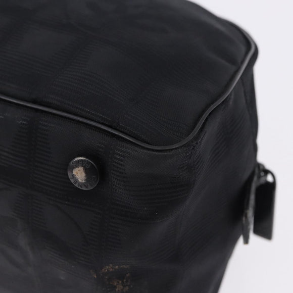 CHANEL New Travel Line Tote Bag Canvas Black CC Auth 183559